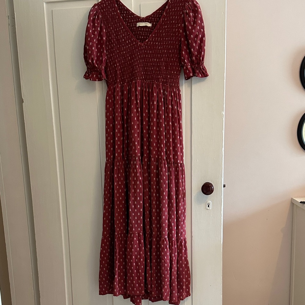 Christy Dawn Brooklyn Burgundy Maxi Dress with Smocked Bodice